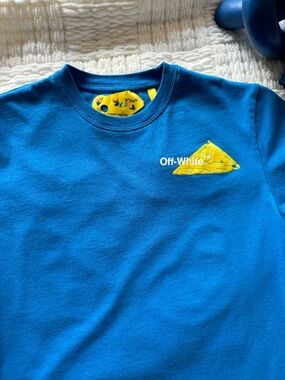 Off-White Kids Blue Short-Sleeve Tee with Yellow Patch Detail